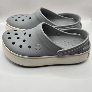 CROCS Gray and White Mules